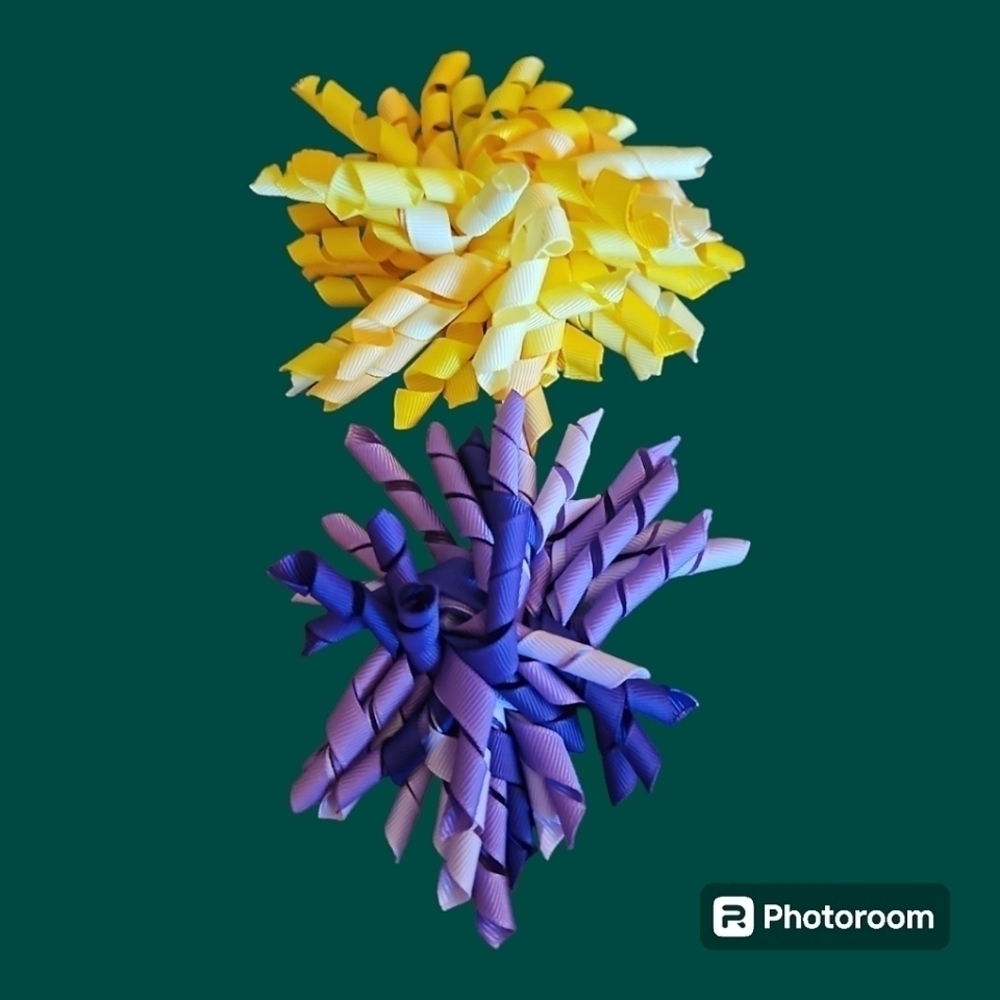 3/$30 Set of Two Curly Ribbon Coquette Hair Bow Clips